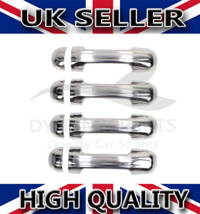 FOR FORD TRANSIT CONNECT CHROME 4 DOORS HANDLE COVERS SET S. STEEL 2002-2013