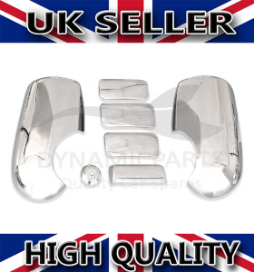 FOR FORD TRANSIT MK6 MK7 CHROME WING MIRROR COVERS & 4 DOOR HANDLE COVERS 00-13