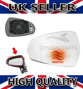 FOR AUDI A3 & SPORTBACK 2012-21 HEATED WING MIRROR GLASS LEFT PASSENGER SIDE N/S