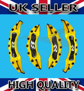 FOR VW R BRAKE CALIPER COVERS SET KIT FRONT & REAR YELLOW ABS 4PCS WITH STICKER