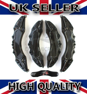 FOR SEAT LEON FR BLACK BRAKE CALIPER COVER CAPS FRONT & REAR STICKERS INCLUDED