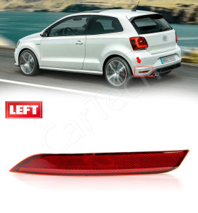 RED LENS REAR BUMPER LEFT REFLECTOR LAMP FOR VW POLO 2014 ONWARDS 6C0945105B 